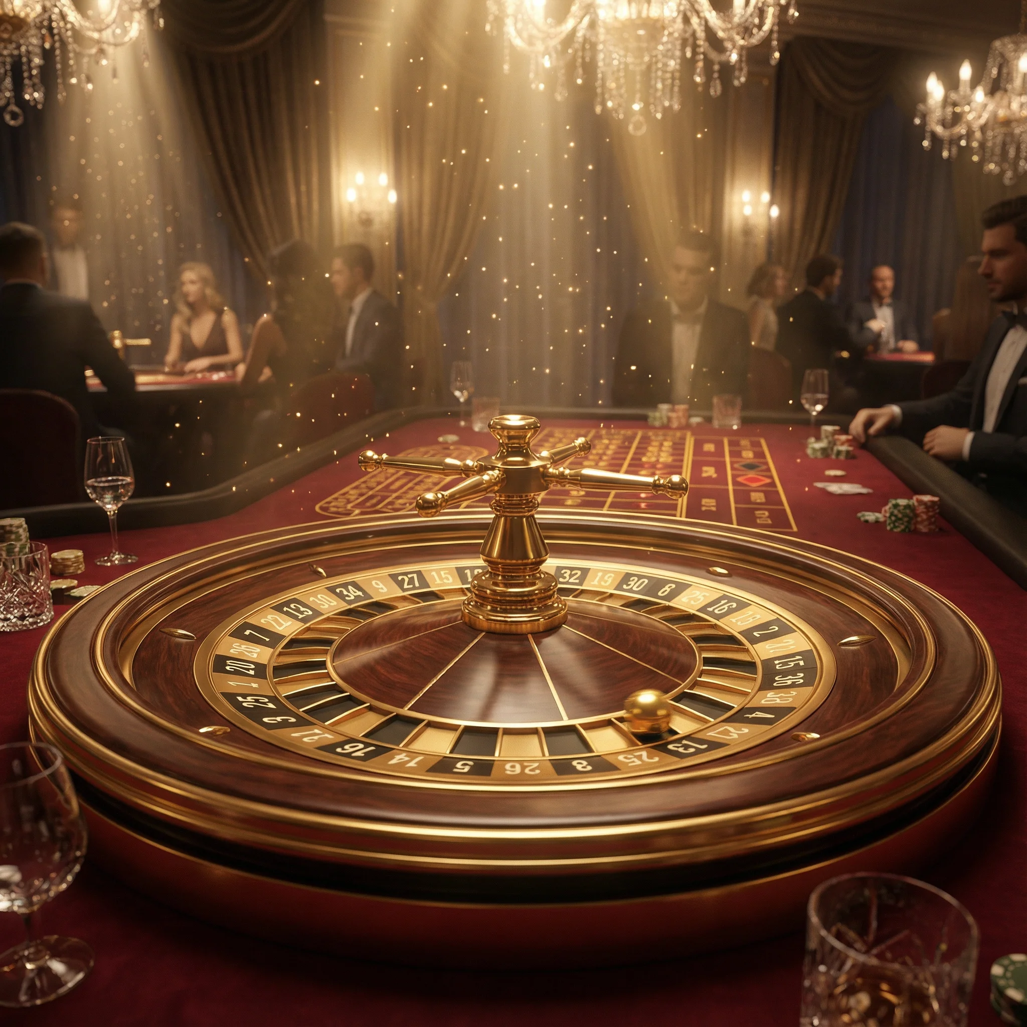 Ruleta dorada girando en casino VIP