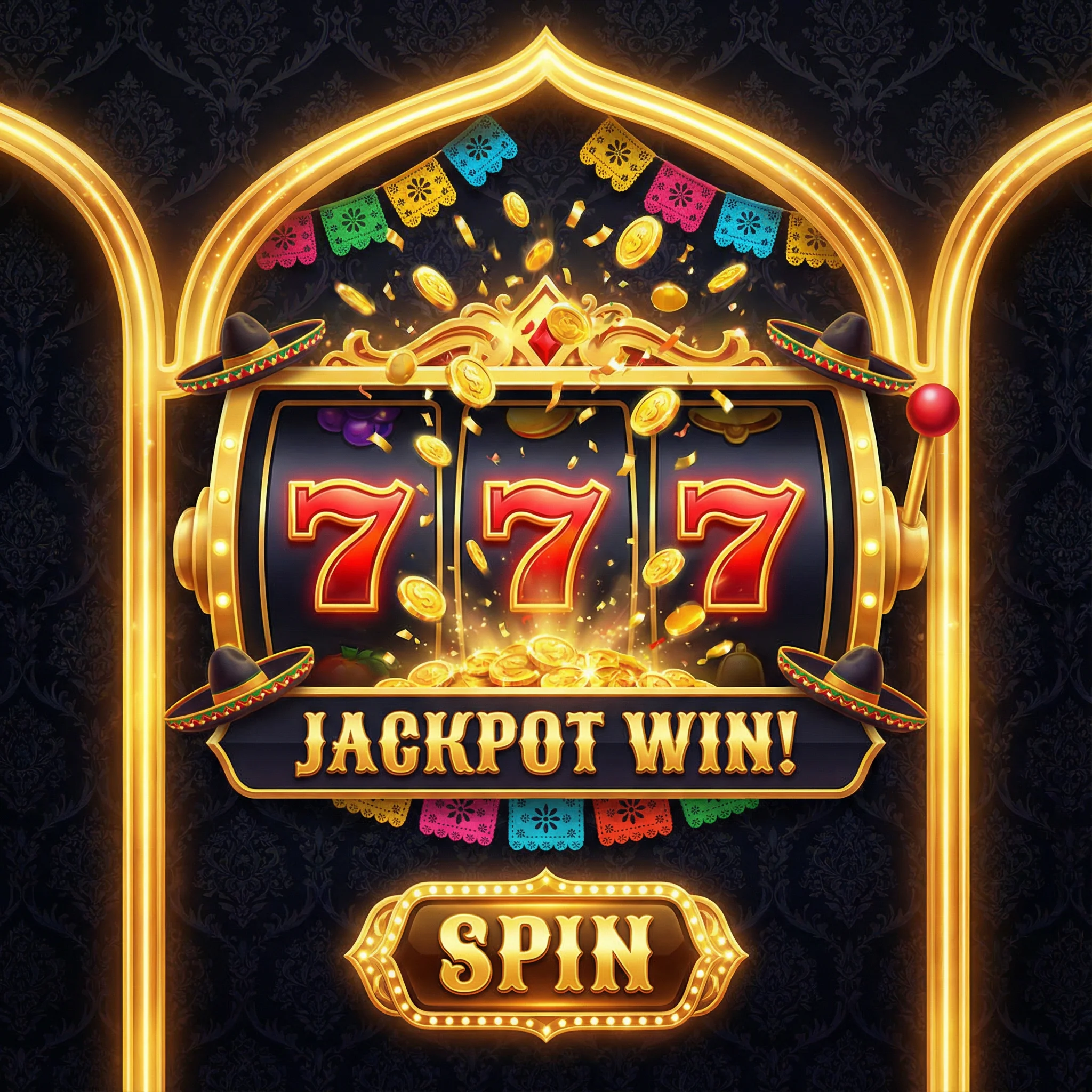 Tragamonedas con jackpot 777 y monedas doradas